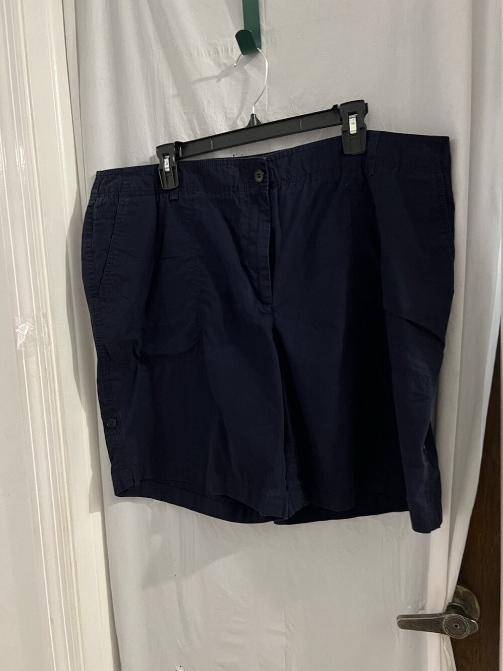 Talbots Navy Chino Roll Tab Cuff Shorts Sz 16w Missing One Pocket Button As Is